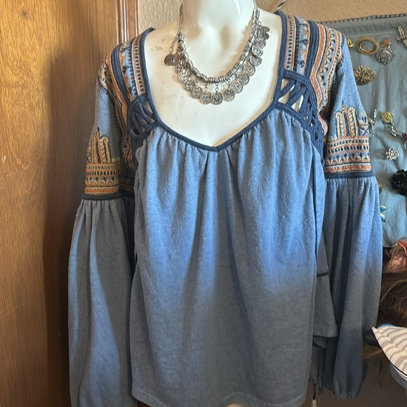 Free People Blouse Snow Kisses With Embroidery Size M - Picture 3 of 13